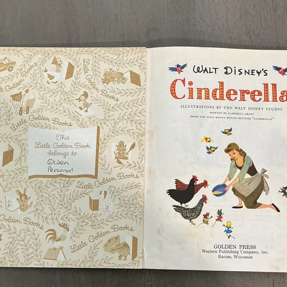 Walt Disney Cinderella Little Golden Book - Pink & Teal Vintage - Picture 4 of 4